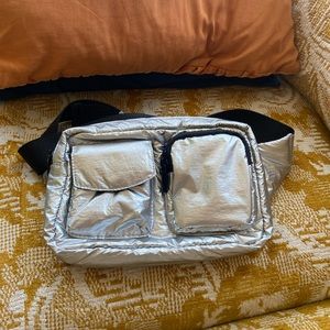 Metallic Silver puffy Fanny pack